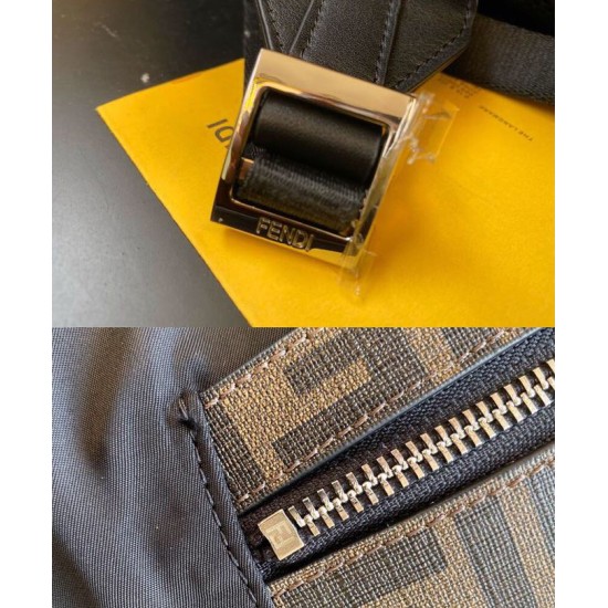 Fake Nylon Backpack 7VZ042 Coffee Replica
