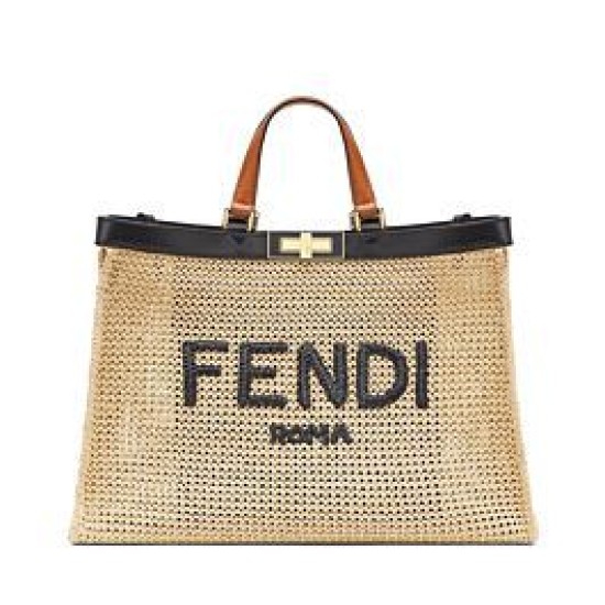 Replica Peekaboo X-Tote Raffia Bag 8BH374 Apricot