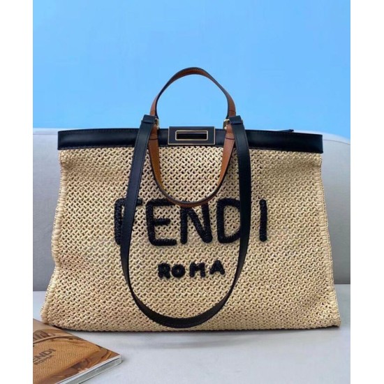 Replica Peekaboo X-Tote Raffia Bag 8BH374 Apricot