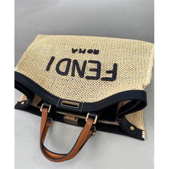Replica Peekaboo X-Tote Raffia Bag 8BH374 Apricot