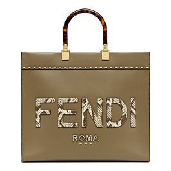 Replica Sunshine Medium Leather And Elaphe Shopper 8BH386 Khaki