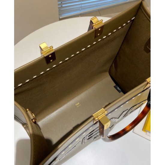 Replica Sunshine Medium Leather And Elaphe Shopper 8BH386 Khaki