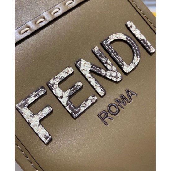 Replica Mini Sunshine Shopper Leather And Elaphe Bag 8BS051 Khaki