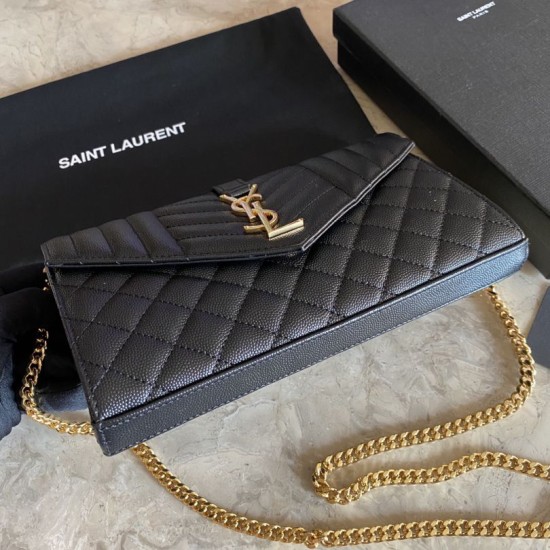 Fake YSL Saint Laurent Monogram Envelope Chain Woc Wallet White Replica
