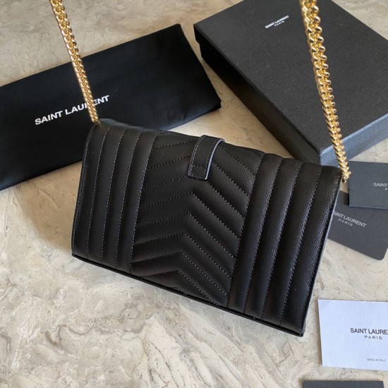 Fake YSL Saint Laurent Monogram Envelope Chain Woc Wallet White Replica