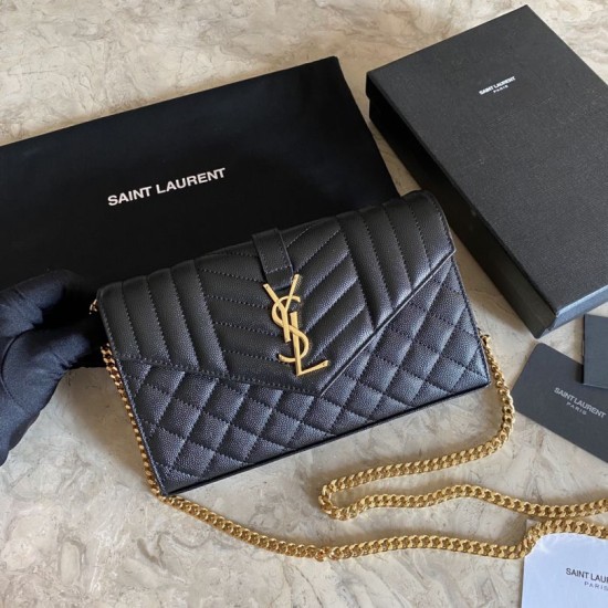 Fake YSL Saint Laurent Monogram Envelope Chain Woc Wallet White Replica