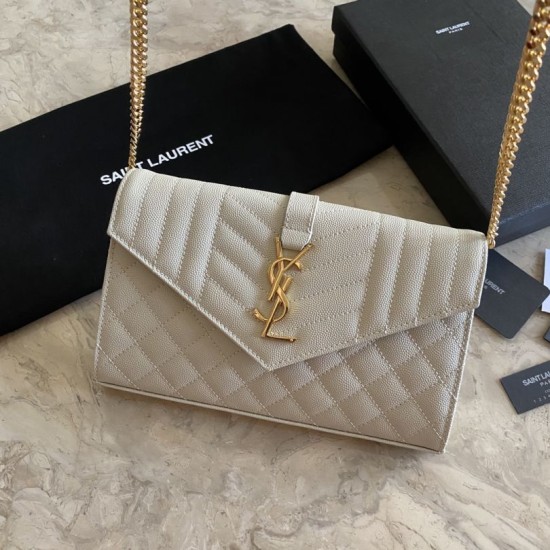 Replica YSL Saint Laurent Monogram Envelope Chain Woc Wallet Black