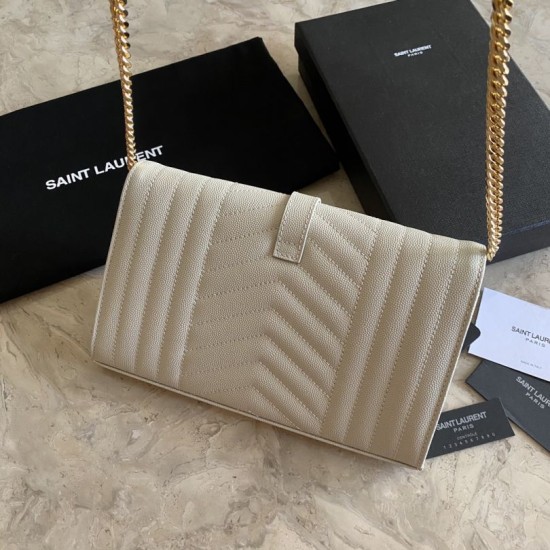 Replica YSL Saint Laurent Monogram Envelope Chain Woc Wallet Black