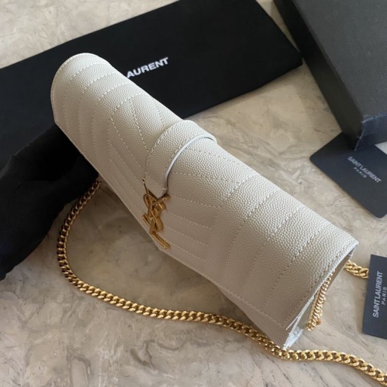 Replica YSL Saint Laurent Monogram Envelope Chain Woc Wallet Black