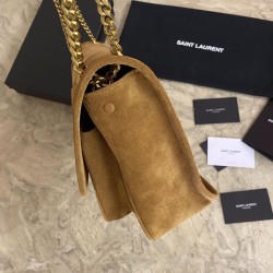 Fake YSL Saint Laurent Niki Medium Quilted Suede Bag Brown Replica