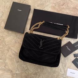Replica YSL Saint Laurent Niki Medium Quilted Suede Bag Black