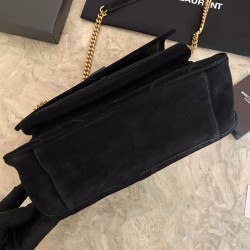 Replica YSL Saint Laurent Niki Medium Quilted Suede Bag Black