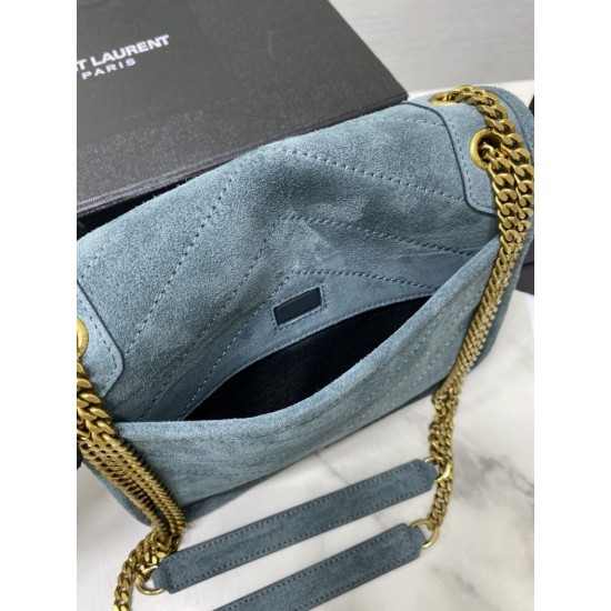 Replica YSL Saint Laurent Niki Medium Quilted Suede Bag Blue Replica YSL Saint Laurent Niki Medium Quilted Suede Bag Blue