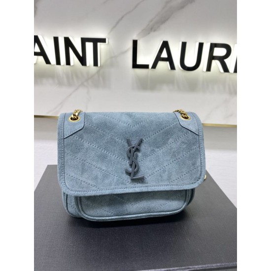 Replica YSL Saint Laurent Niki Medium Quilted Suede Bag Blue Replica YSL Saint Laurent Niki Medium Quilted Suede Bag Blue