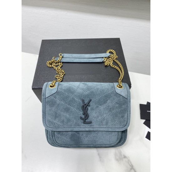 Replica YSL Saint Laurent Niki Medium Quilted Suede Bag Blue Replica YSL Saint Laurent Niki Medium Quilted Suede Bag Blue