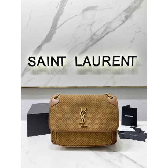 Replica YSL Saint Laurent Niki Medium Crinkled Vintage Suede