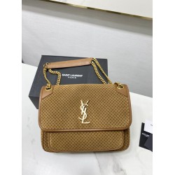 Replica YSL Saint Laurent Niki Medium Crinkled Vintage Suede
