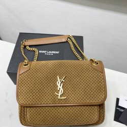 Replica YSL Saint Laurent Niki Medium Crinkled Vintage Suede
