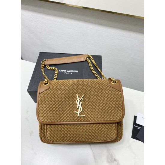 Replica YSL Saint Laurent Niki Medium Crinkled Vintage Suede