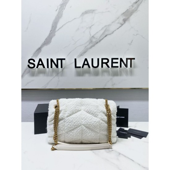 Replica YSL Saint Laurent Puffer Medium Merino-shearling Bag Black