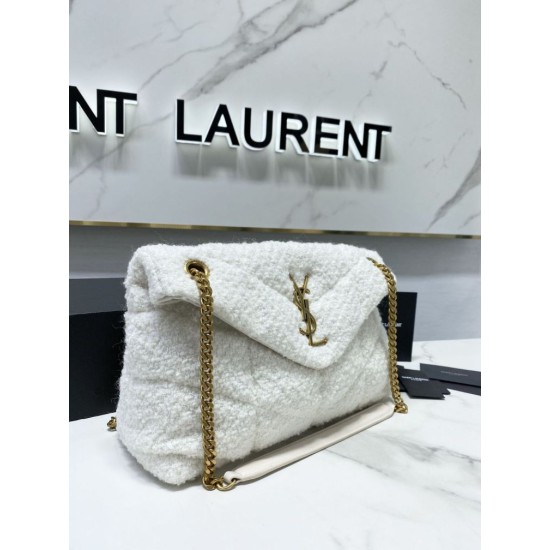 Replica YSL Saint Laurent Puffer Medium Merino-shearling Bag Black