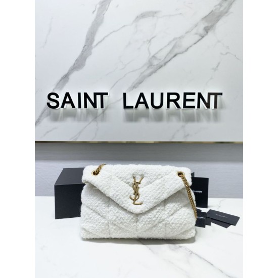 Replica YSL Saint Laurent Puffer Medium Merino-shearling Bag Black