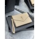 Fake YSL Saint Laurent Monogram Clutch Quilted Grain Dark Beige Replica