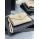 Fake YSL Saint Laurent Monogram Clutch Quilted Grain Dark Beige Replica