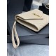 Fake YSL Saint Laurent Monogram Clutch Quilted Grain Dark Beige Replica