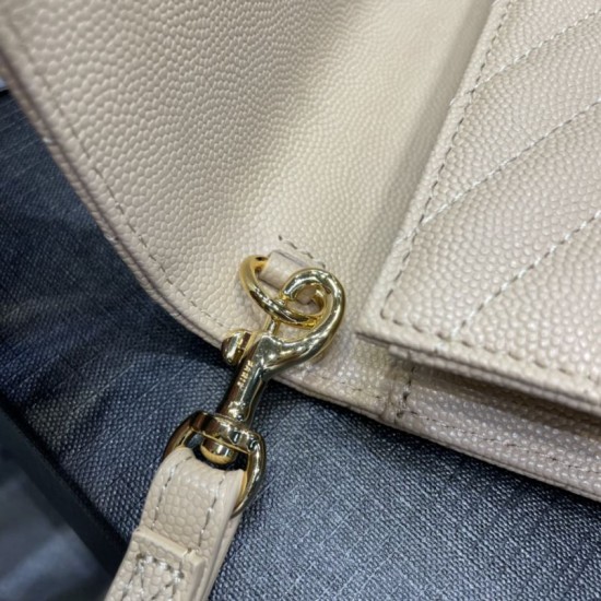 Fake YSL Saint Laurent Monogram Clutch Quilted Grain Dark Beige Replica
