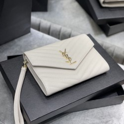 Replica YSL Saint Laurent Monogram Clutch Quilted Grain Beige