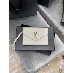 Replica YSL Saint Laurent Monogram Clutch Quilted Grain Beige