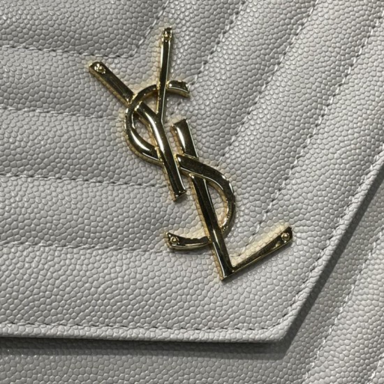 Replica YSL Saint Laurent Monogram Clutch Quilted Grain Beige