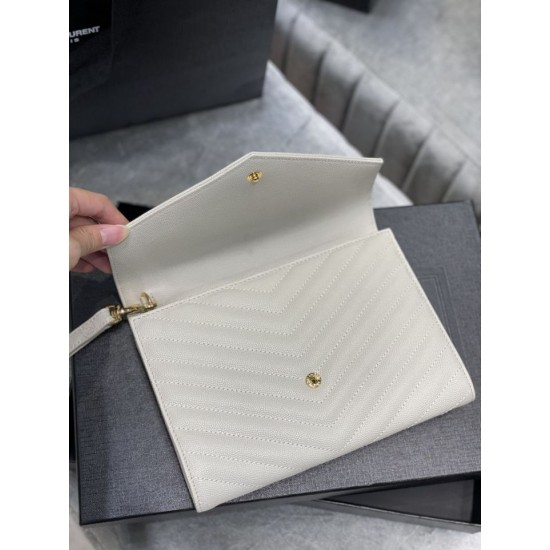 Replica YSL Saint Laurent Monogram Clutch Quilted Grain Beige