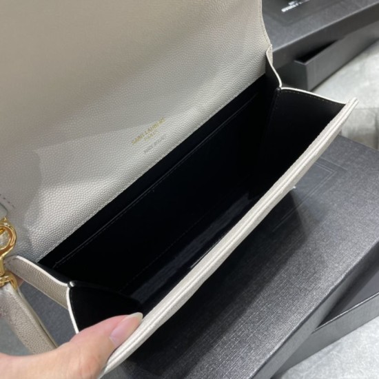 Replica YSL Saint Laurent Monogram Clutch Quilted Grain Beige