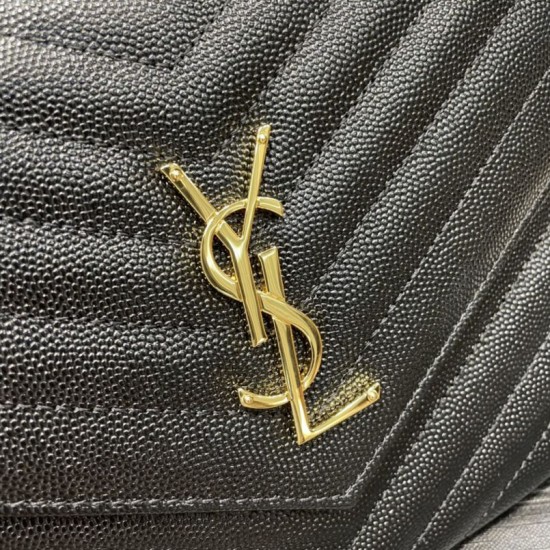 Replica YSL Saint Laurent Monogram Clutch Quilted Grain Black
