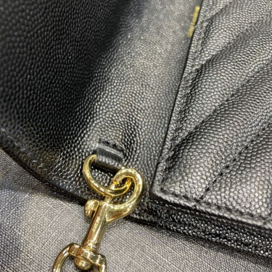 Replica YSL Saint Laurent Monogram Clutch Quilted Grain Black