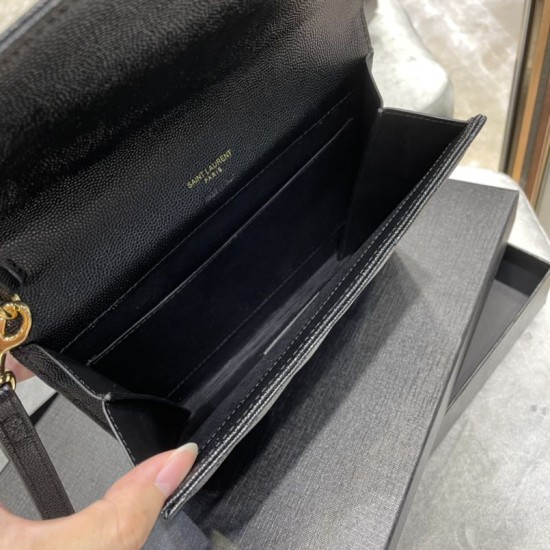 Replica YSL Saint Laurent Monogram Clutch Quilted Grain Black