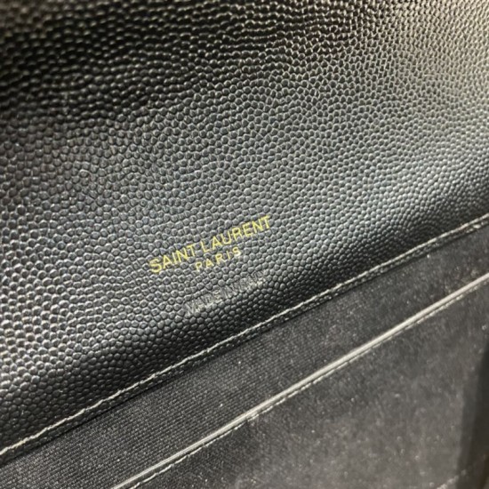 Replica YSL Saint Laurent Monogram Clutch Quilted Grain Black