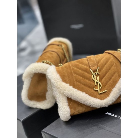 Replica YSL Saint Laurent Envelope Small Bag Suede Shearling
