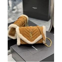 Replica YSL Saint Laurent Envelope Small Bag Suede Shearling