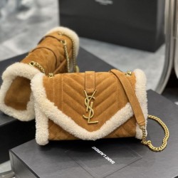 Replica YSL Saint Laurent Envelope Small Bag Suede Shearling