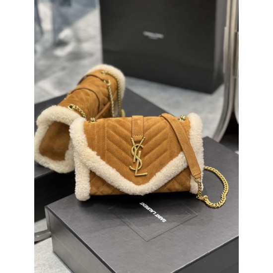 Replica YSL Saint Laurent Envelope Small Bag Suede Shearling