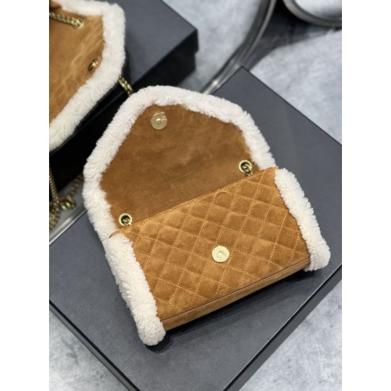 Replica YSL Saint Laurent Envelope Small Bag Suede Shearling