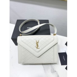 Replica YSL Saint Laurent gaby Satchel quilted Lambskin Bag White