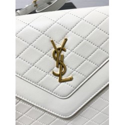Fake YSL Saint Laurent gaby Satchel quilted Lambskin Bag White Replica Replica YSL Saint Laurent gaby Satchel quilted Lambskin Bag White