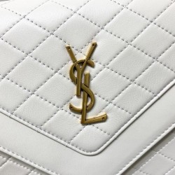 Replica YSL Saint Laurent gaby Satchel quilted Lambskin Bag White