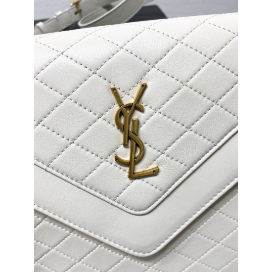 Fake YSL Saint Laurent gaby Satchel quilted Lambskin Bag White Replica Replica YSL Saint Laurent gaby Satchel quilted Lambskin Bag White