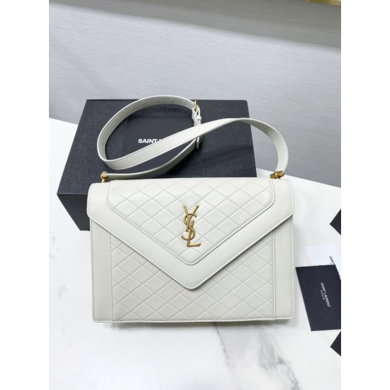 Fake YSL Saint Laurent gaby Satchel quilted Lambskin Bag White Replica Replica YSL Saint Laurent gaby Satchel quilted Lambskin Bag White