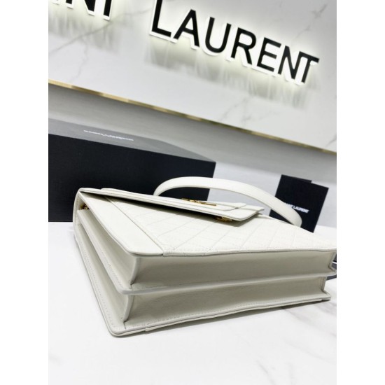 Fake YSL Saint Laurent gaby Satchel quilted Lambskin Bag White Replica Replica YSL Saint Laurent gaby Satchel quilted Lambskin Bag White